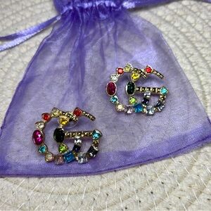 Colorful Gemstone Gold Earrings